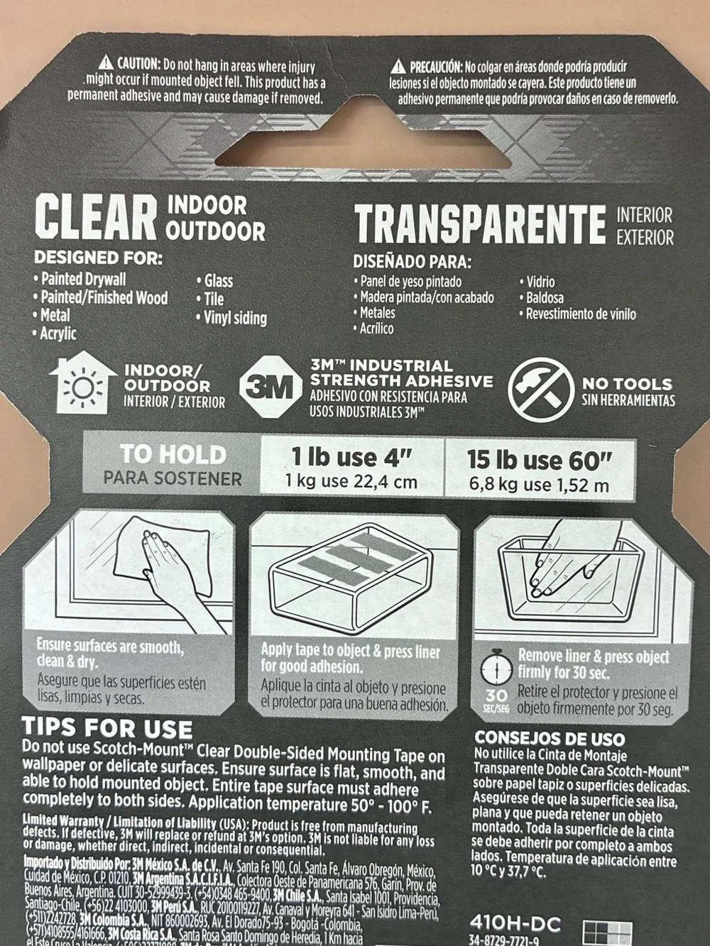 🧰$7🧰 NEW SCOTCH Double-sided Mounting Tape Clear Indoor Outdoor 1 IN x 60 IN - Picture 3 of 8